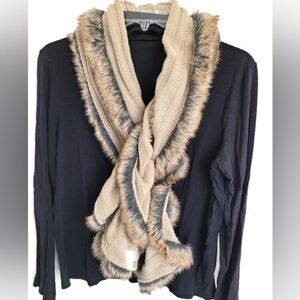 Chico's Faux Fur Trimmed Scarf